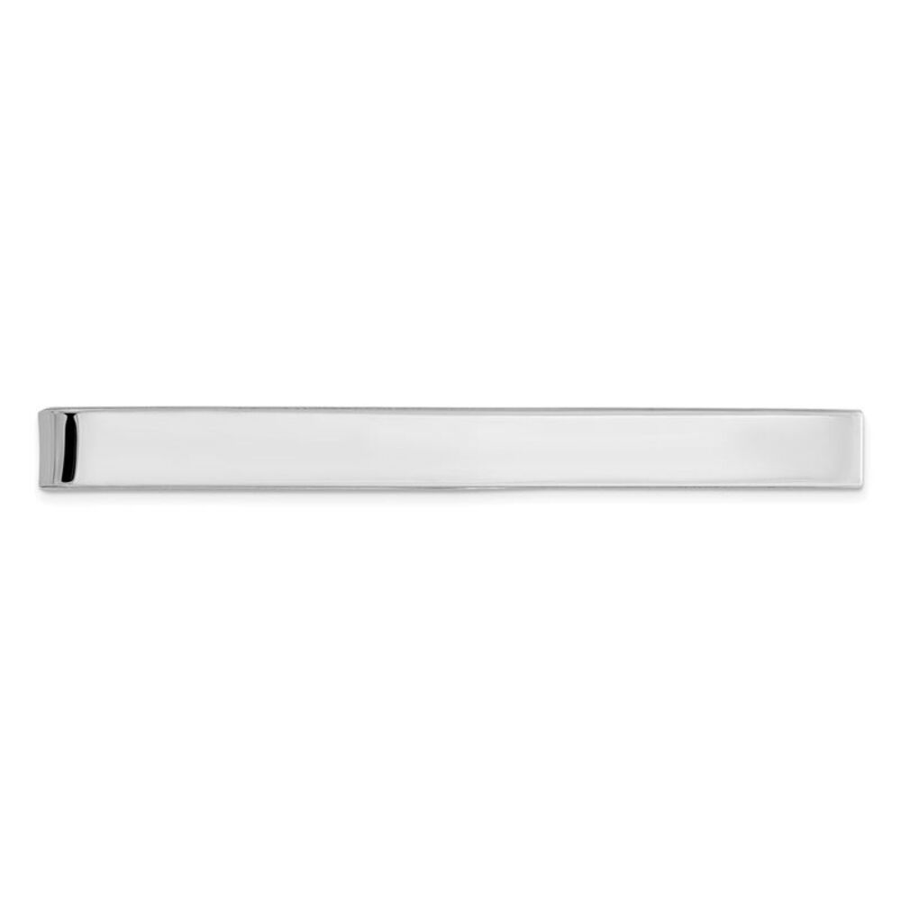 Rhodium Plated Sterling Silver Polished Tie Bar, 5 x 50mm